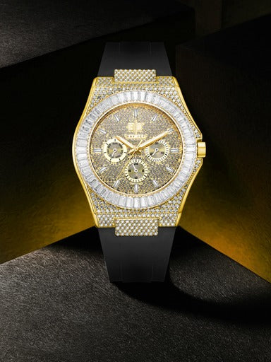 Bay Ice Skylight VVS Baguette Bussdown Watch - Yellow Gold