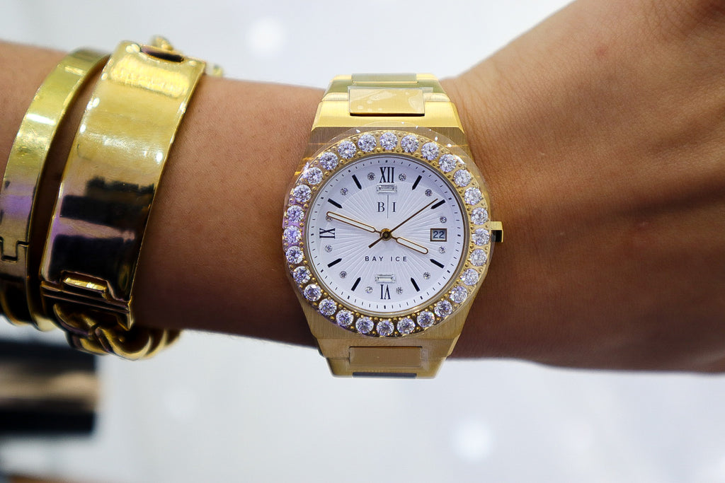 Diamond Bezel - 36mm ELITE2 Watch in Yellow Gold and White Dial
