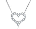 925 Silver VVS Moissanite Diamond Open Heart Necklace for Women