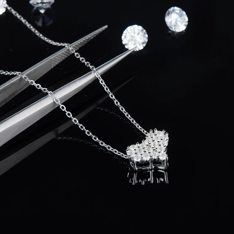 925 Silver 0.5ct VVS Moissanite Diamond Heart Necklace for Women