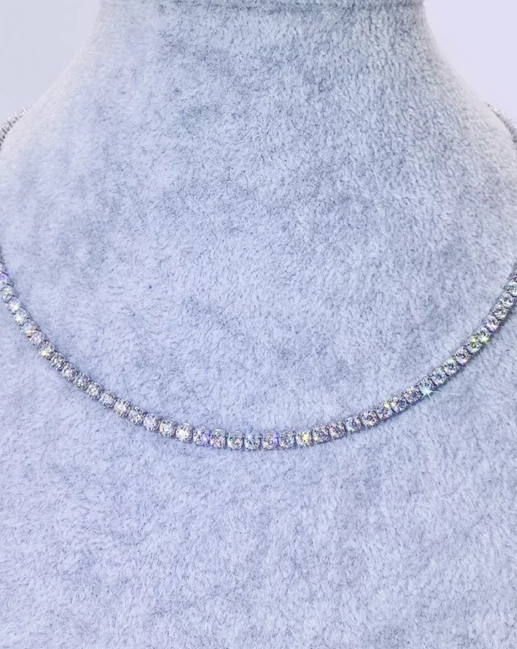 3mm VVS Moissanite 925 Silver Tennis Necklace Bay Ice