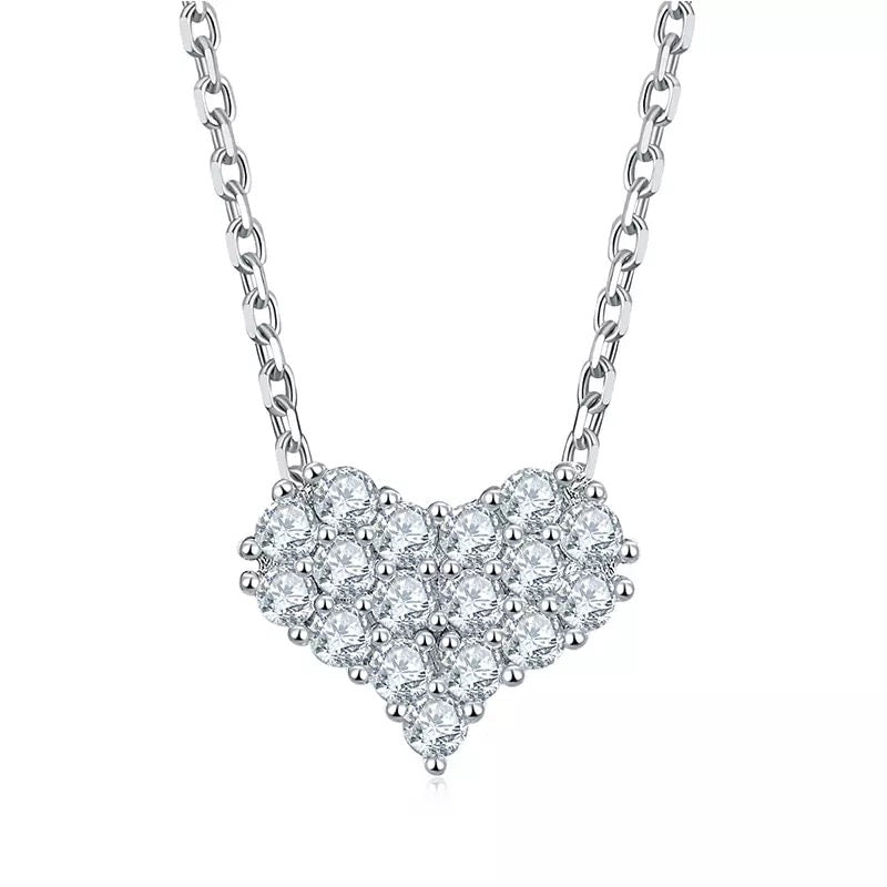 925 Silver 0.5ct VVS Moissanite Diamond Heart Necklace for Women