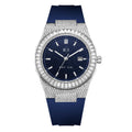 Bay Ice Baguette Bezel Bussdown Silver and Blue Dial Star Dust Watch with Blue Strap