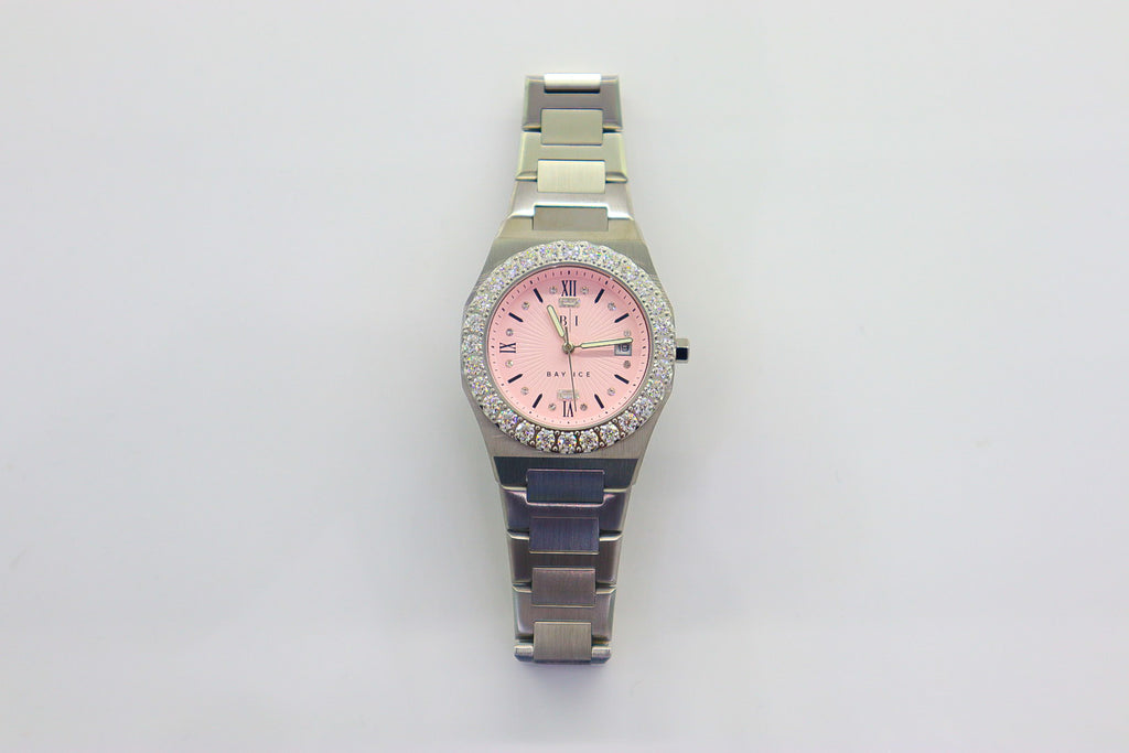 Diamond Bezel - 36mm Elite2 Watch in White Gold and Pink Dial