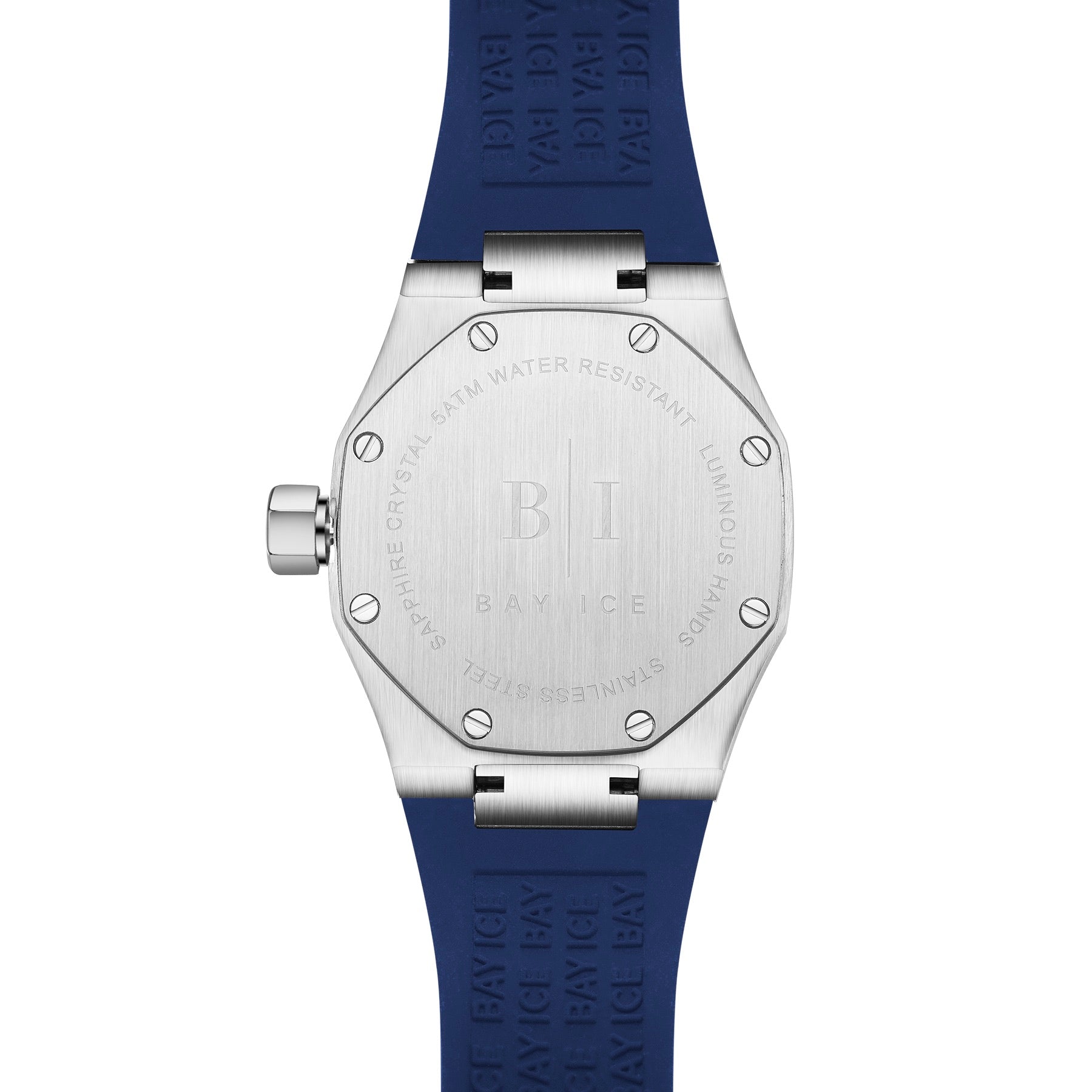 Bay Ice Diamond Bezel Silver and Blue Star Dust Watch with Blue Strap