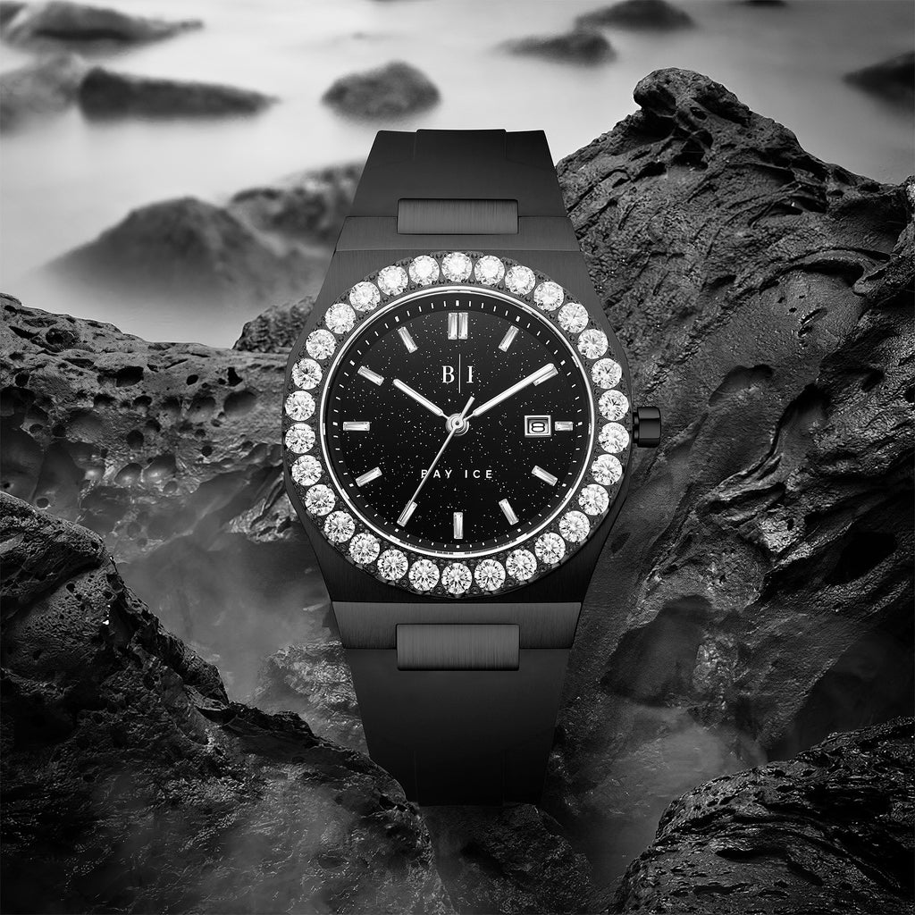 Bay Ice Diamond Bezel All Black Star Dust Watch