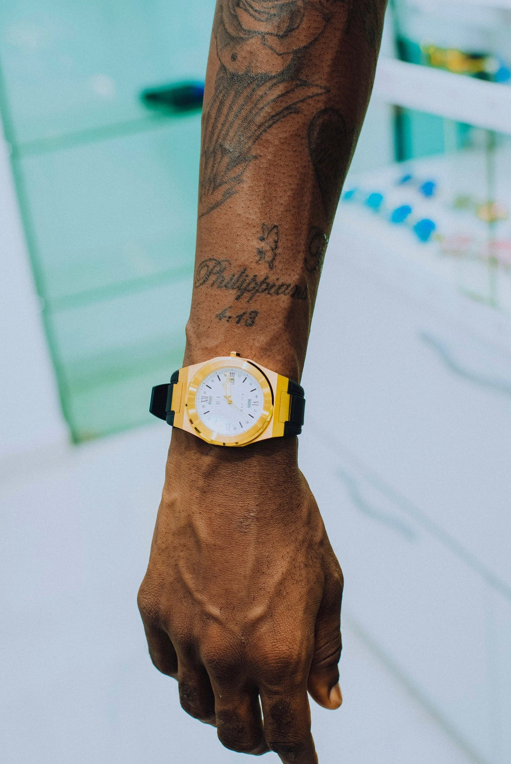 Elite2 Plain Jane Rubber Strap Watch in Yellow Gold and White Dial