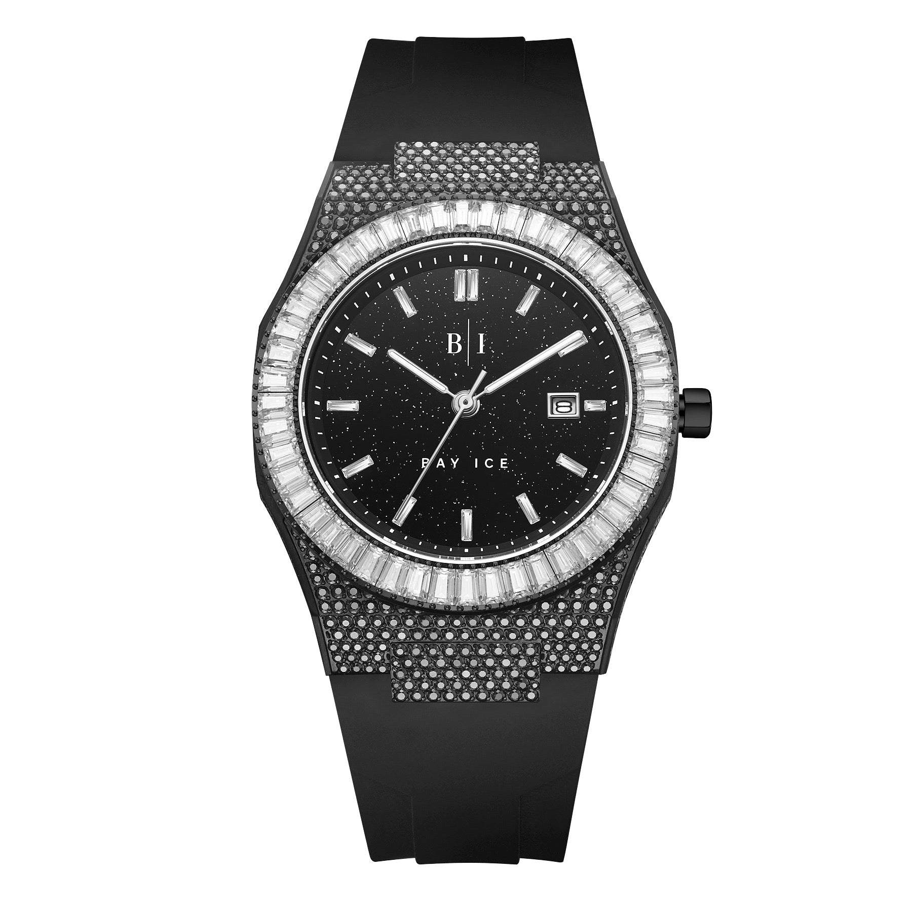 Bay Ice Baguette Bezel Bussdown All Black Star Dust Watch