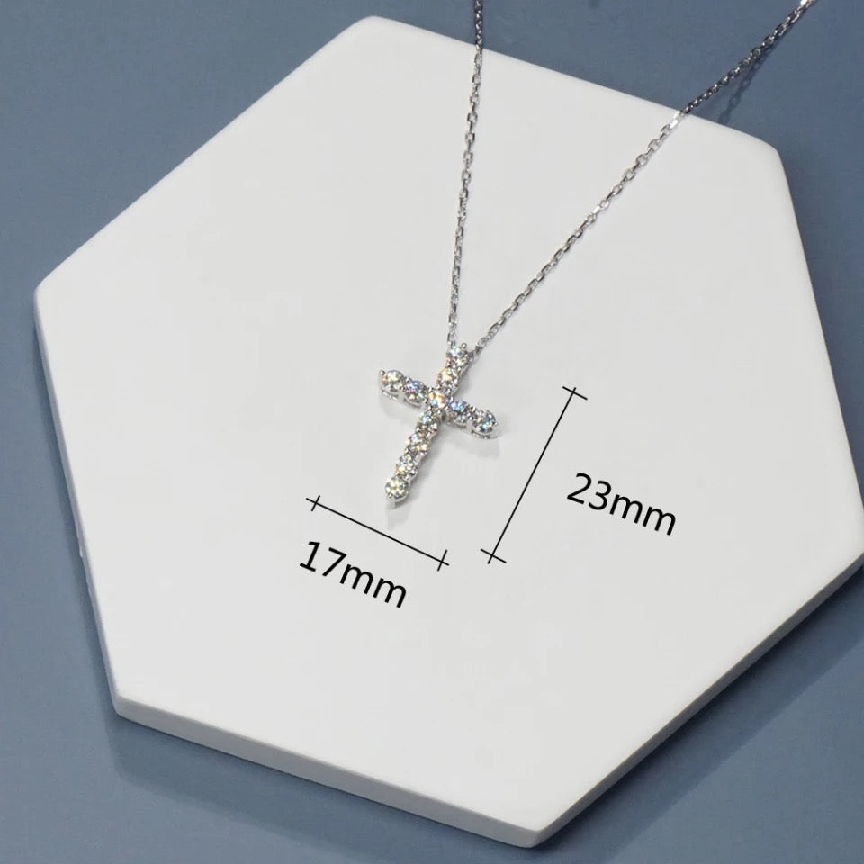 925 Silver 1.1ct 3mm VVS Moissanite Diamond Cross