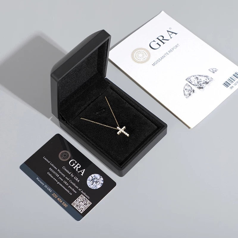 925 Silver 1.1ct 3mm VVS Moissanite Diamond Cross