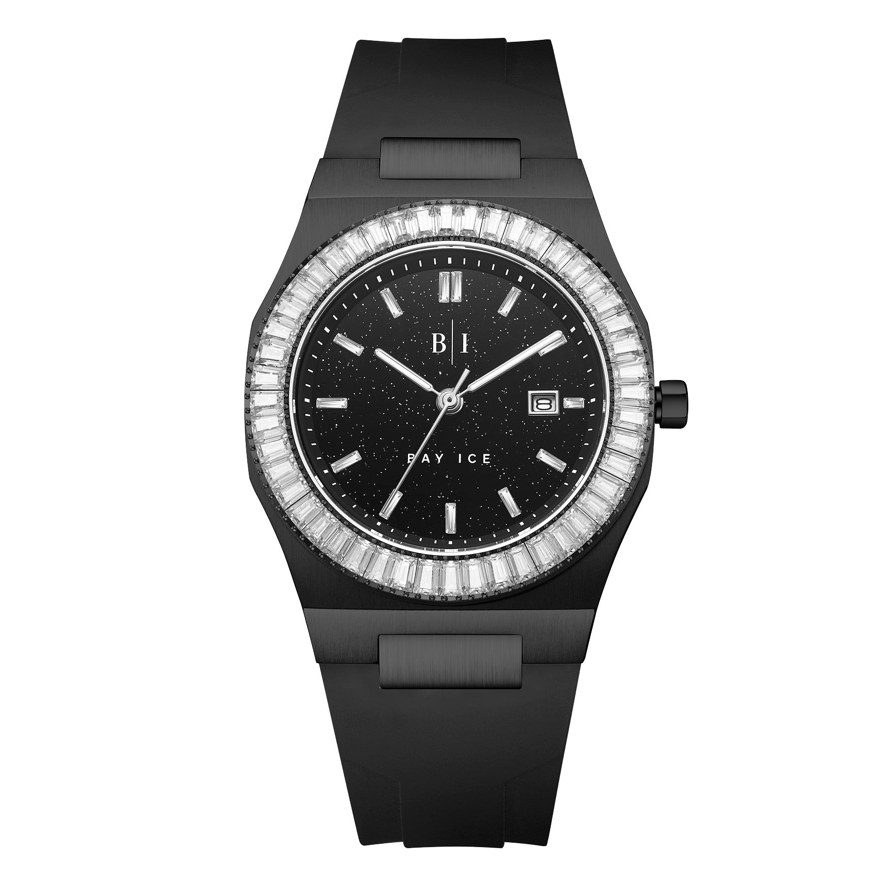 Bay Ice Baguette Bezel All Black Star Dust Watch