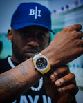 Diamond Bezel - Elite2 Rubber Strap Watch in Yellow Gold and Black Dial