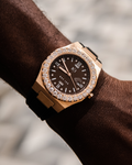 Diamond Bezel - ELITE2 Rubber Strap Watch in Rose Gold