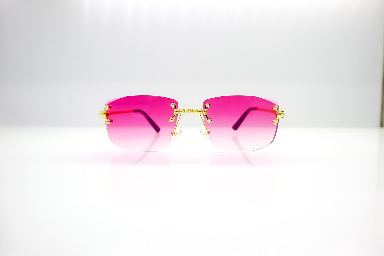 Bay Ice Rimless Frames - Pink Lens